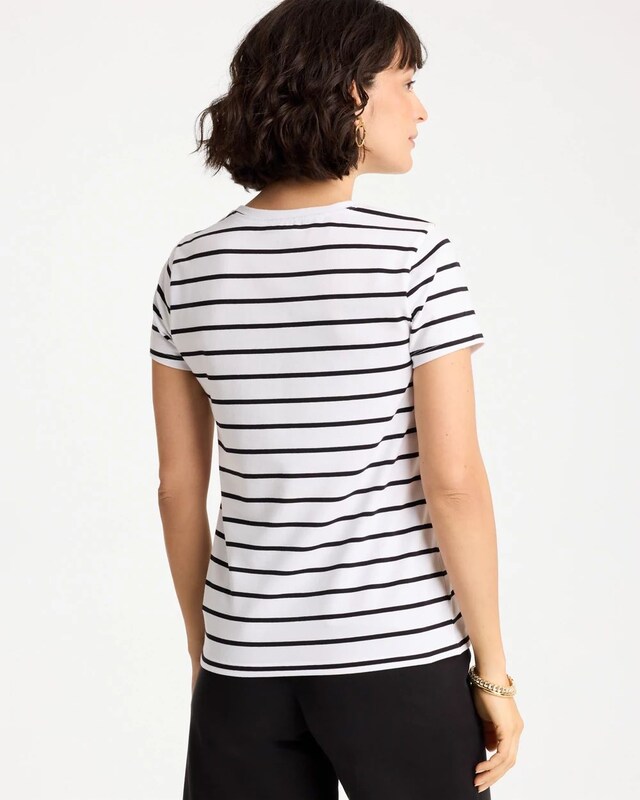 Striped Cotton Stretch Cap-Sleeve Tee - image 3